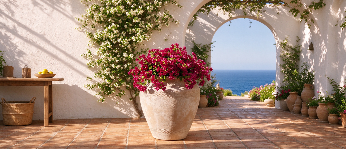 Pot de fleurs en terre cuite vintage