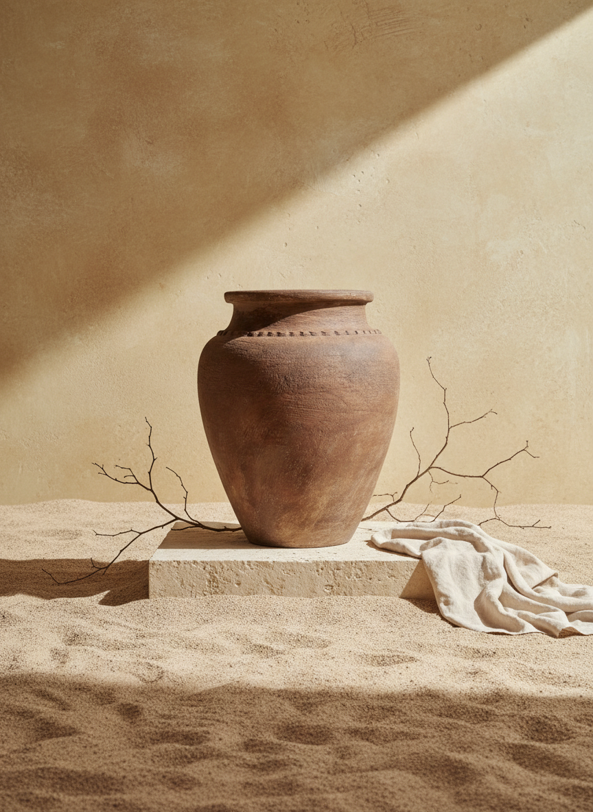 Pot en terre cuite marron rustique à finition texturée et silhouette arrondie