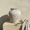 Vase rustique ivoire beige terracotta avec finition en céramique texturée vieillie