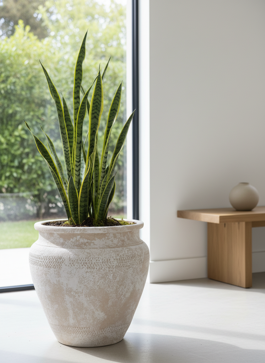 Pot en terre cuite beige rustique à surface texturée et silhouette arrondie