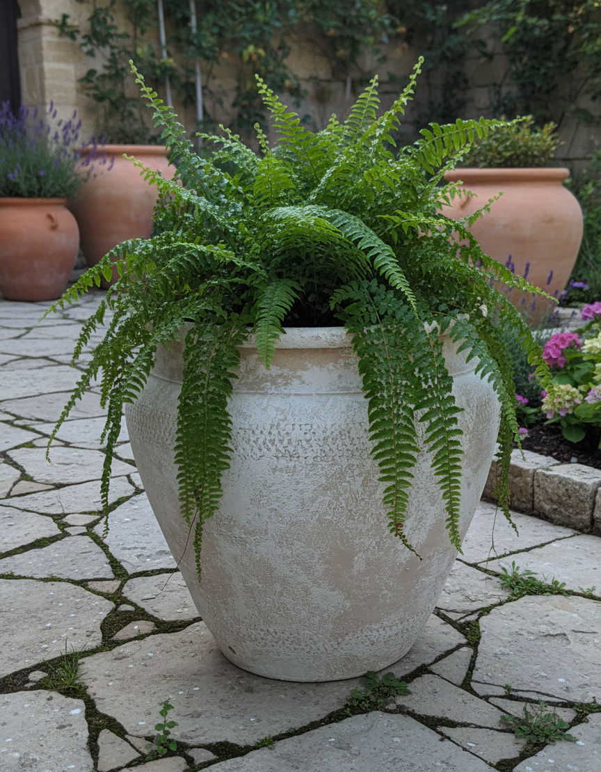 Pot en terre cuite beige rustique à surface texturée et silhouette arrondie